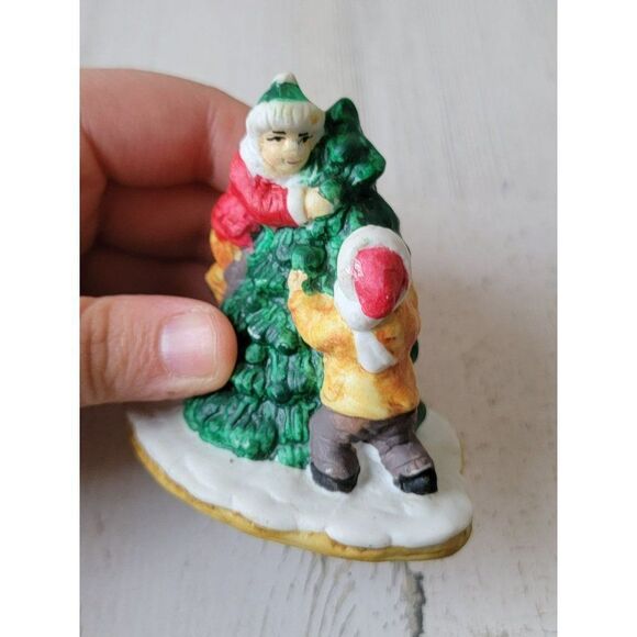 Kid fluff Christmas pine tree Village accessory xmas decor - Picture 2 of 6